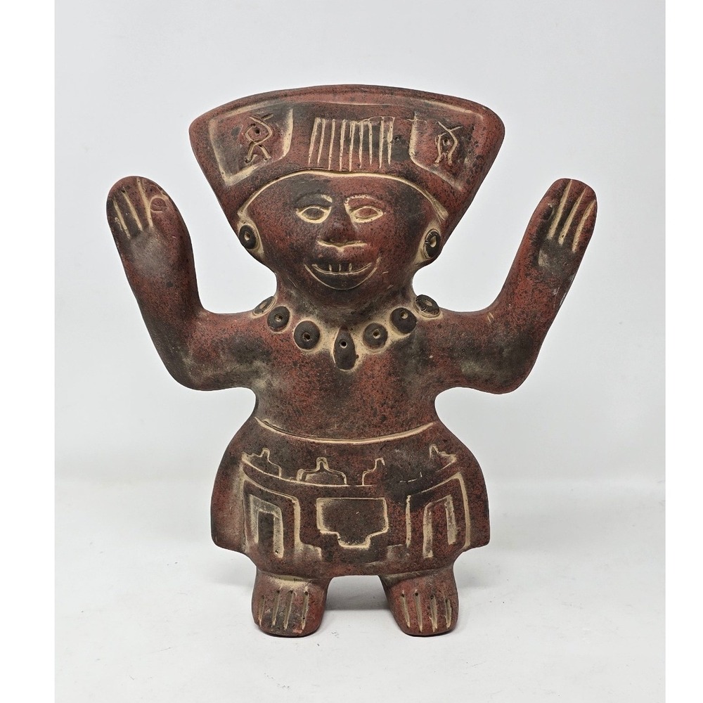 Vtg Mexican Terracotta red clay primitive folk art sculpture Aztec Mayan south
